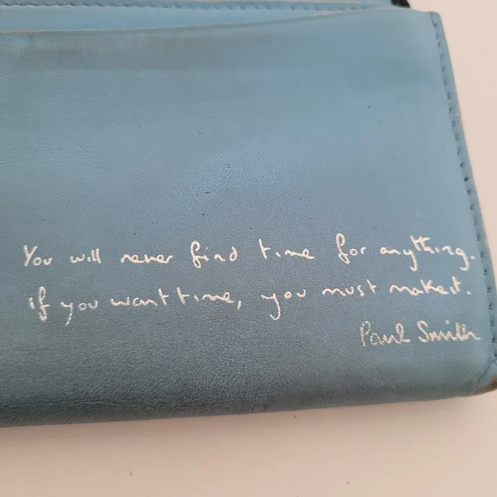 Paul Smith Love Letter Cow Leather Wallet Black Blue Boho Designer Large Envelop